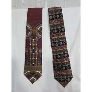 The Metropolitan Museum of Art Men's Silk Ties Lot of 2 Maroon/ Blue